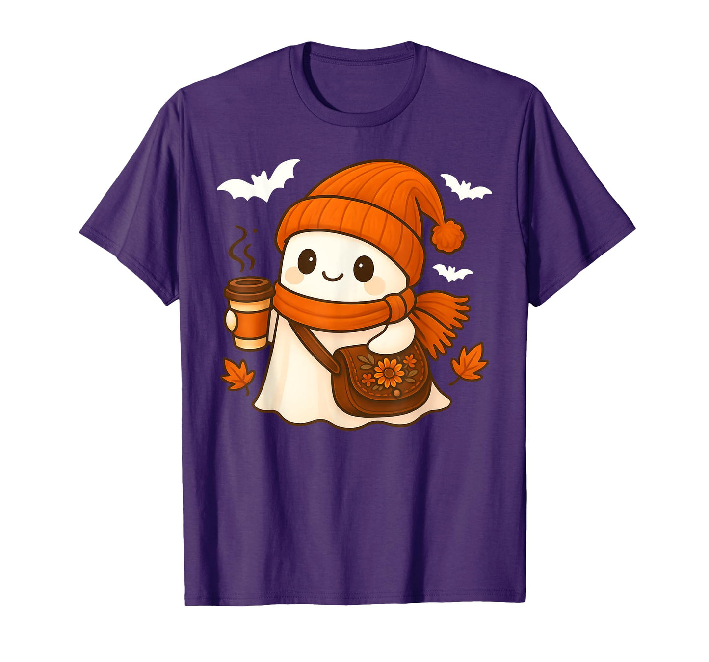 Cute Ghost Coffee Lover Halloween Latte Coffee Women Girl T-Shirt