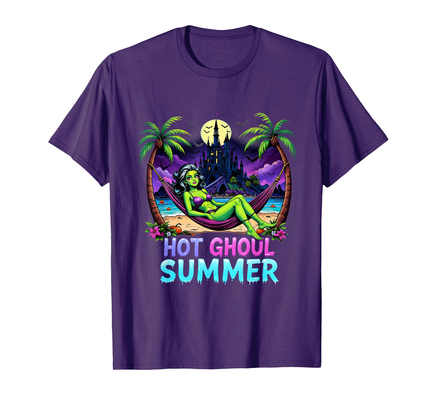 Funny Skeleton Ice Cream HOT GHOUL SUMMER Summerween Vibes T-Shirt