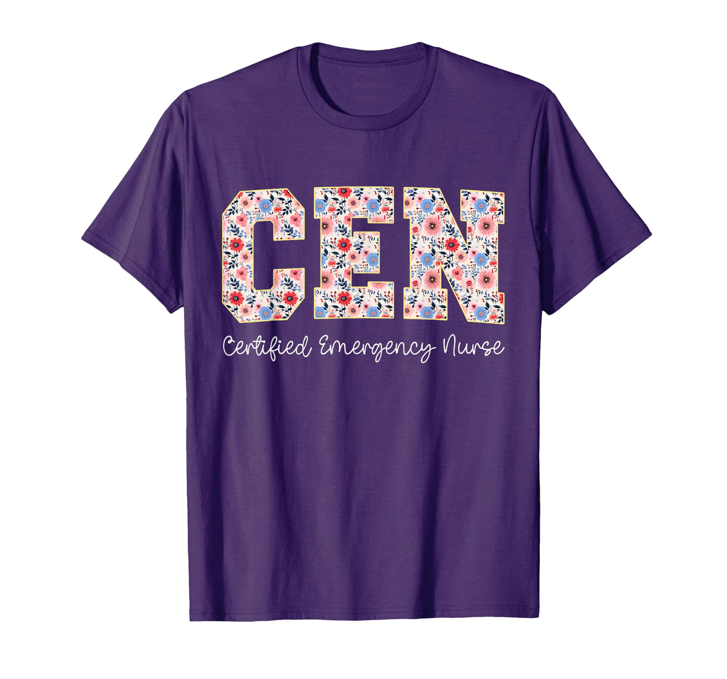 Vintage CEN Certified Emergency Nurse Wildflowers ER Doctor T-Shirt