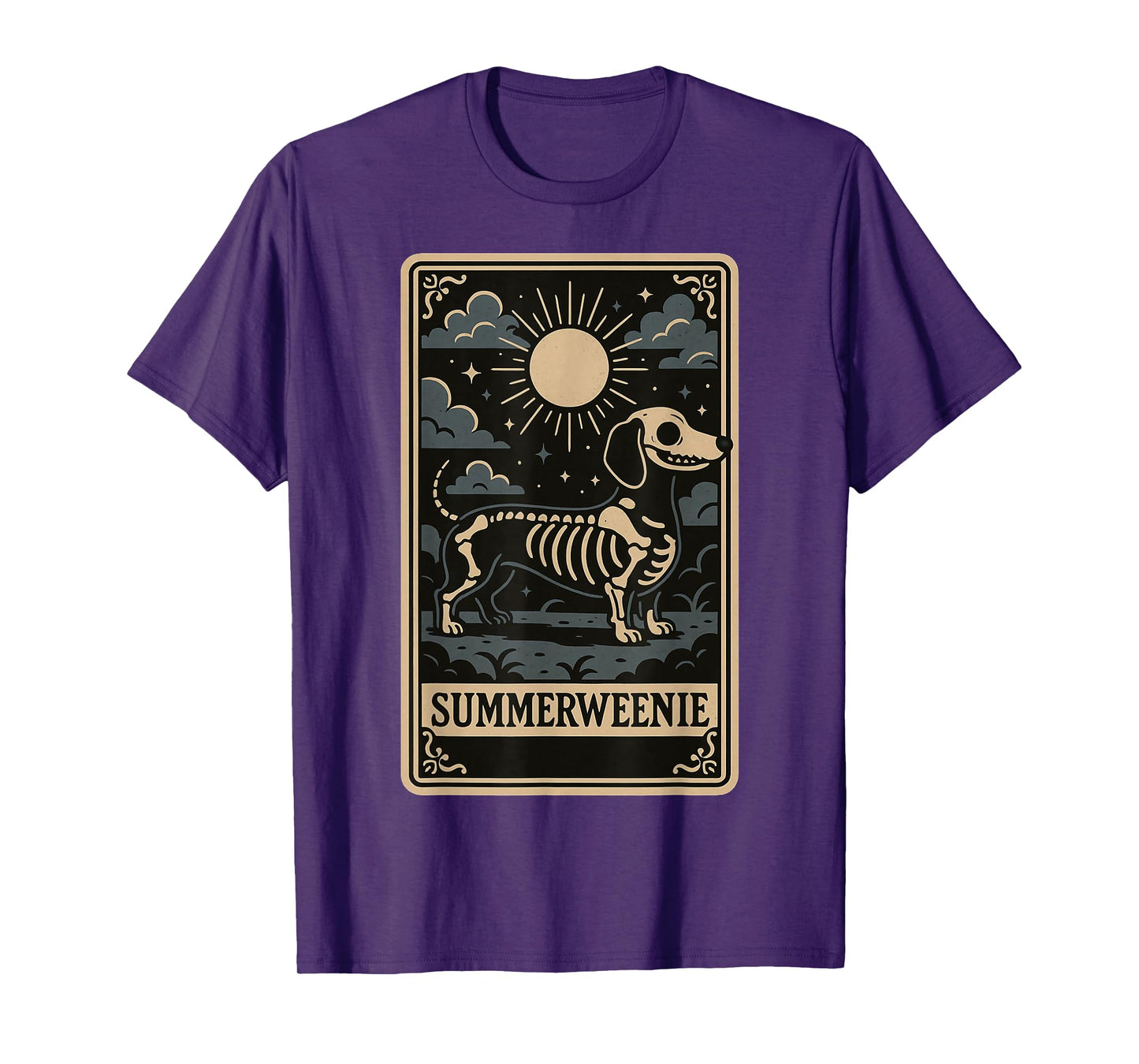 Dachshund Skeleton Summerween Dog Art Vintage Style T-Shirt