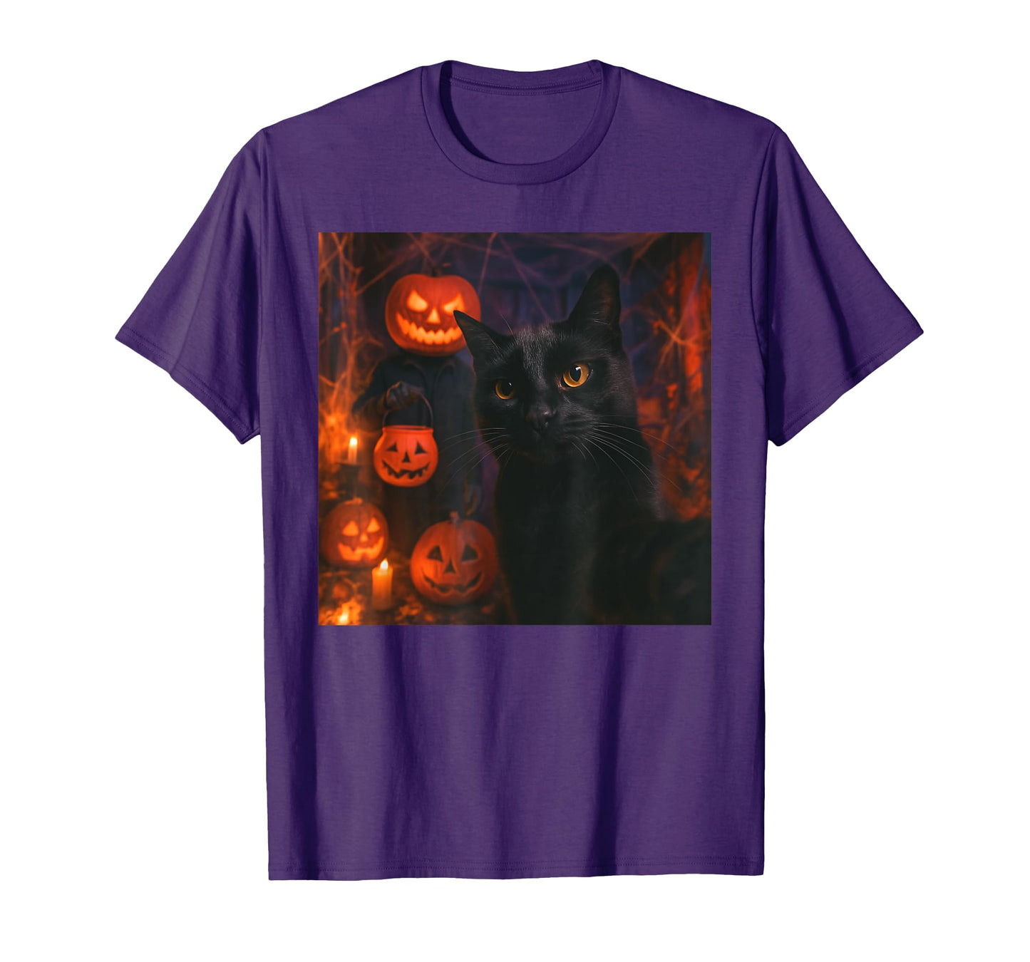 Funny Cat Selfie with Jack O’ Lantern Halloween T-Shirt