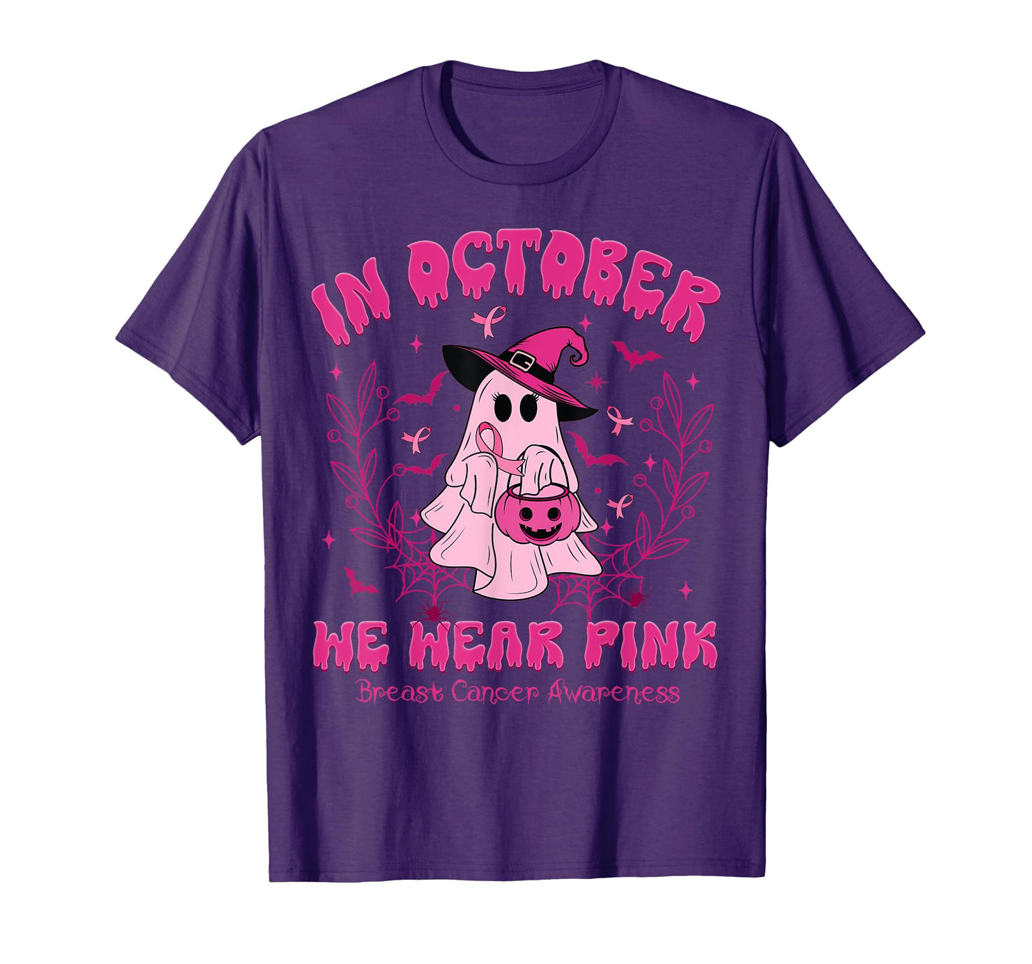 In October We Wear Pink Breast Cancer Awareness Halloween T-Shirt
