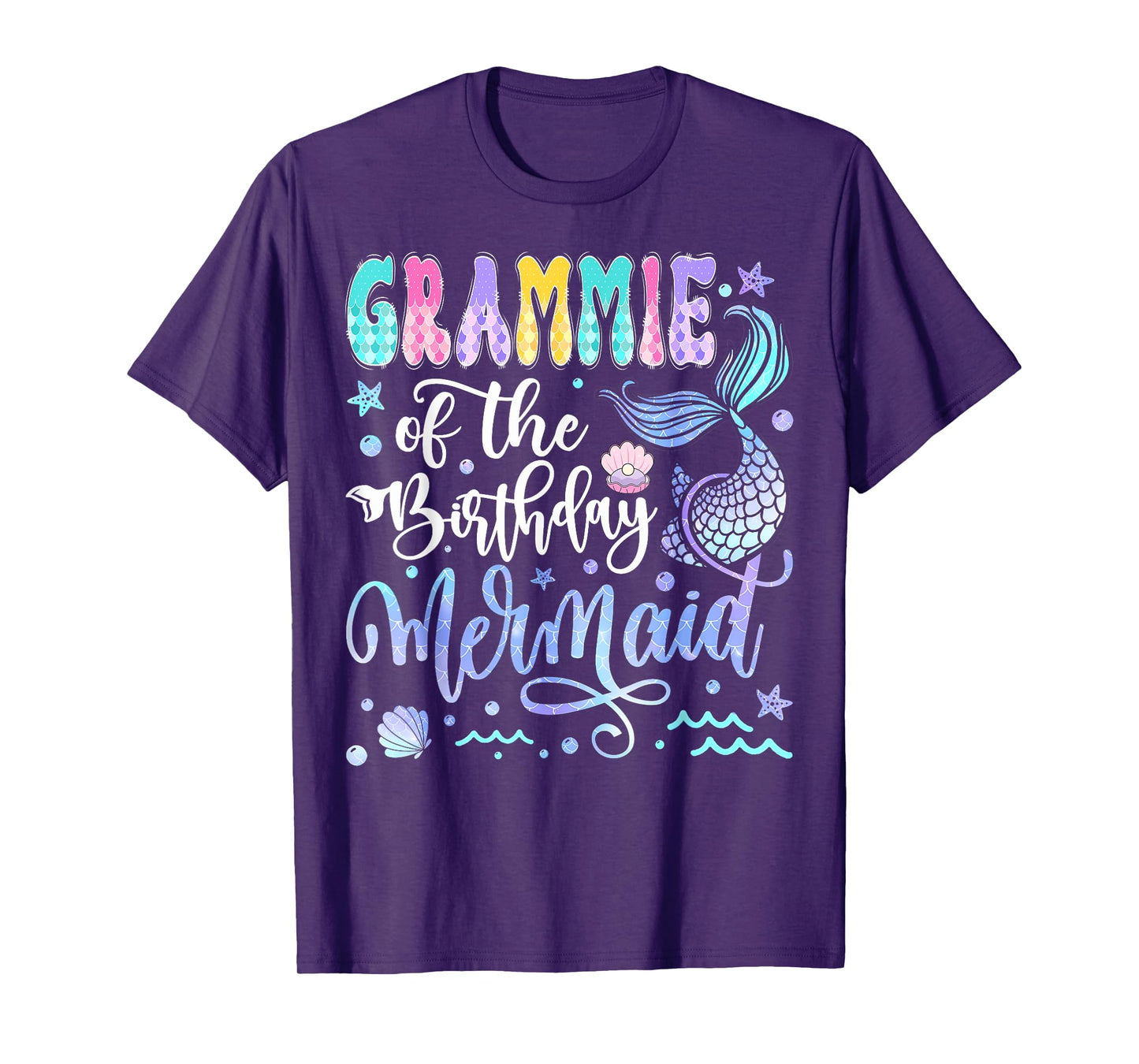 Grammie Of The Birthday Mermaid Bday Girl Groovy T-Shirt