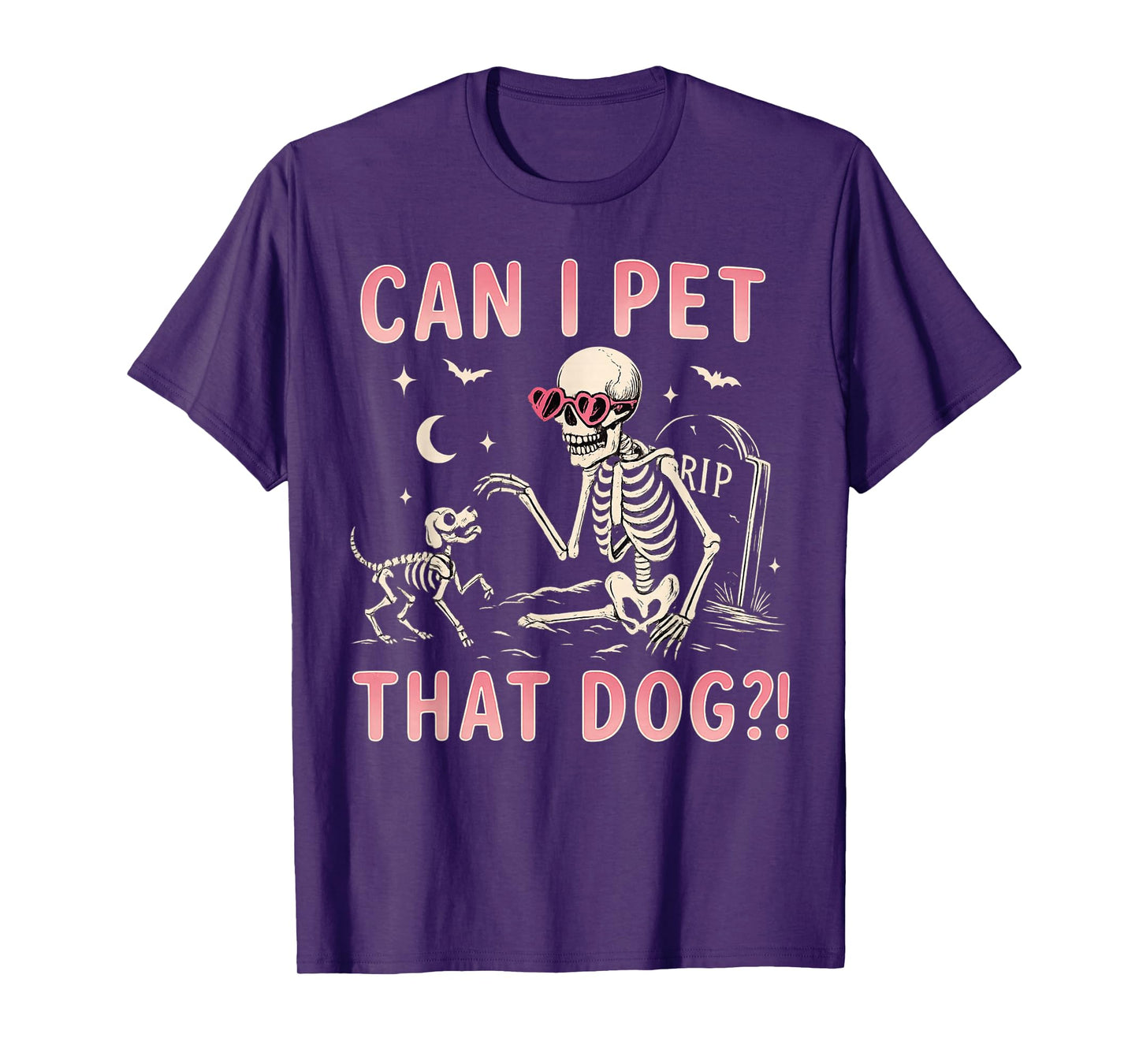 Can I Pet That Dog Funny Skeleton Halloween Costume T-Shirt