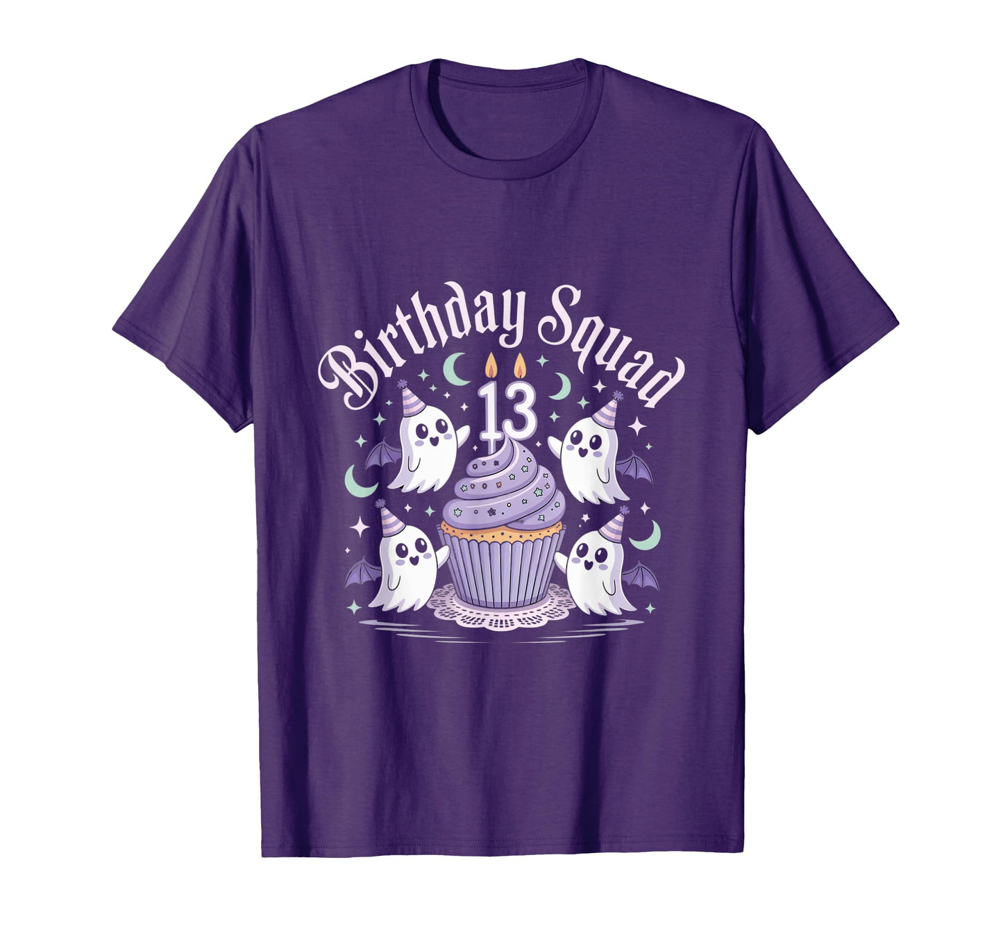 Birthday Squad 13th Pastel Ghost Cupcake Cute Halloween T-Shirt