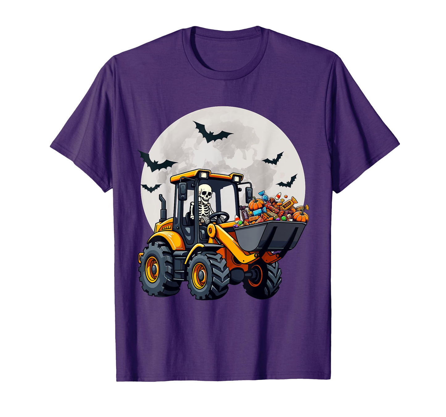 Skeleton Driving Candy Loader Kids Halloween Truck Costume T-Shirt