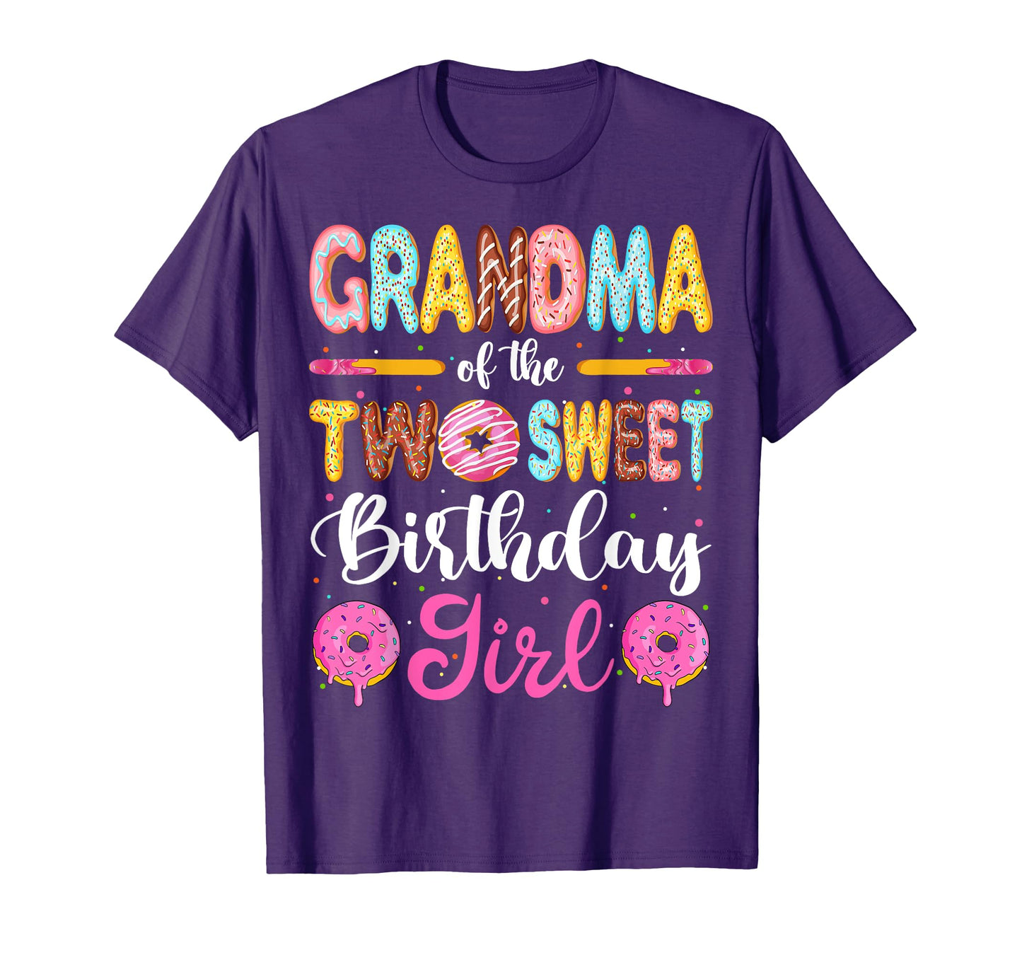 Grandma Of The Two Sweet Birthday Girl Donut 2nd Birthday T-Shirt