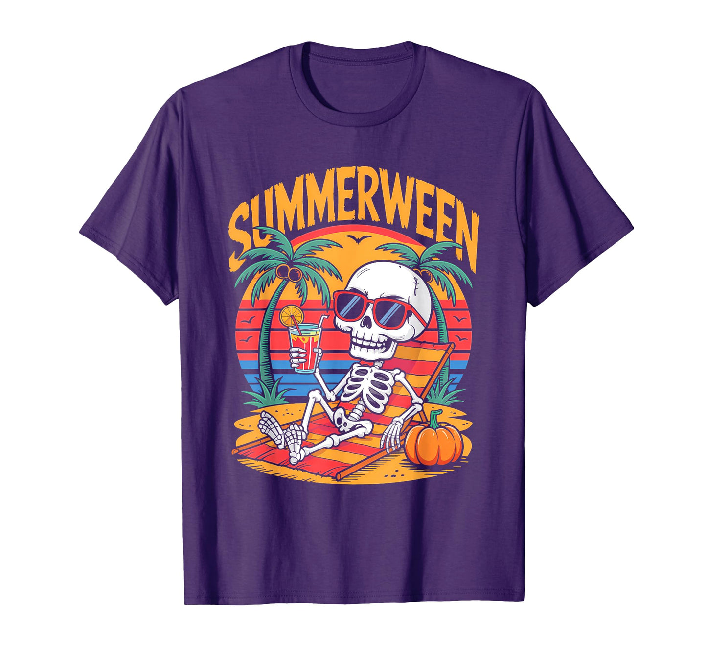 Cute Summerween Ghost Funny Beach Halloween T-Shirt