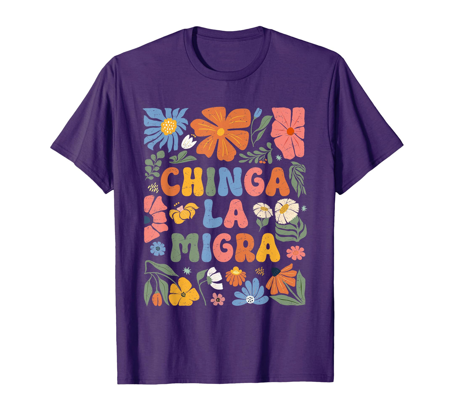 Floral Chinga La Migra Anti Ice Vintage Abolish Ice T-Shirt