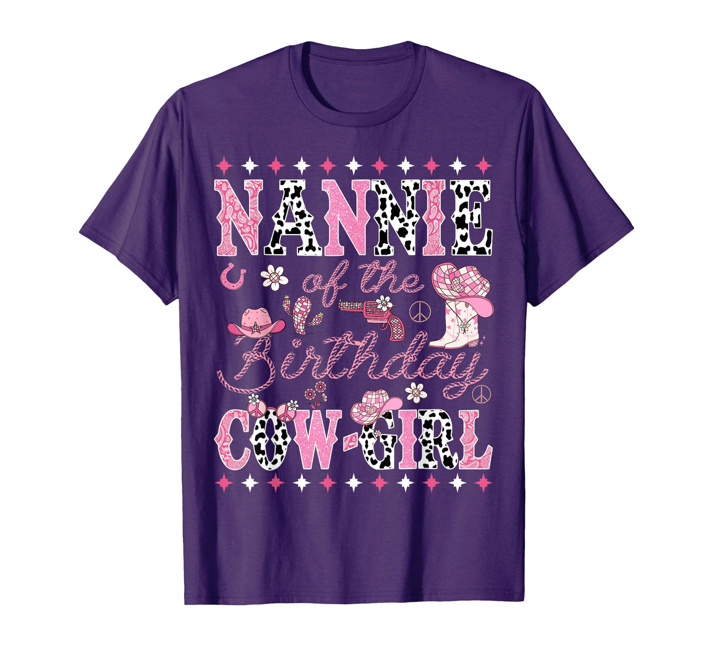 Nannie Of The Birthday Cow Girl Pink Rodeo Nannie T-Shirt