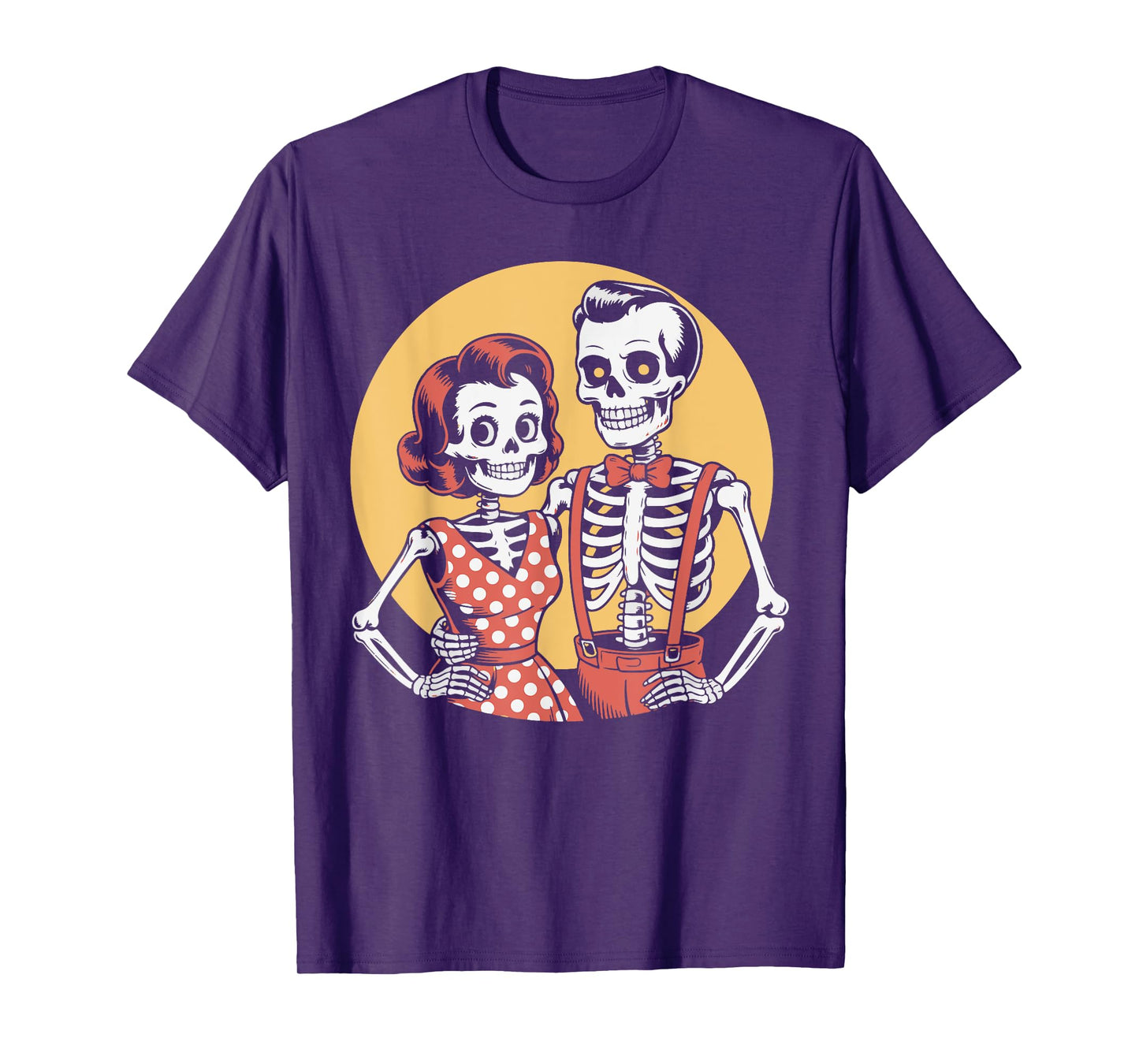 Vintage Halloween Skeleton Couple in Love Spooky Romance T-Shirt