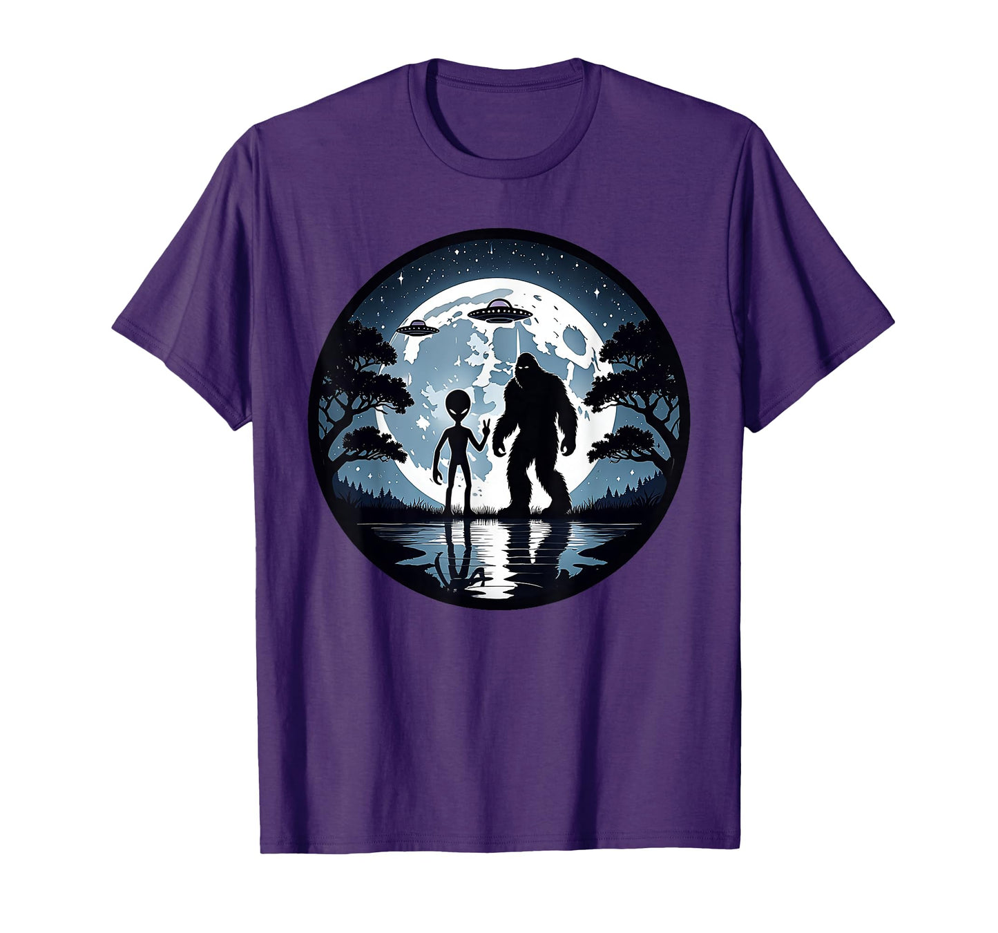 Alien Bigfoot Moon Sasquatch UFO Extraterrestrial Men women T-Shirt