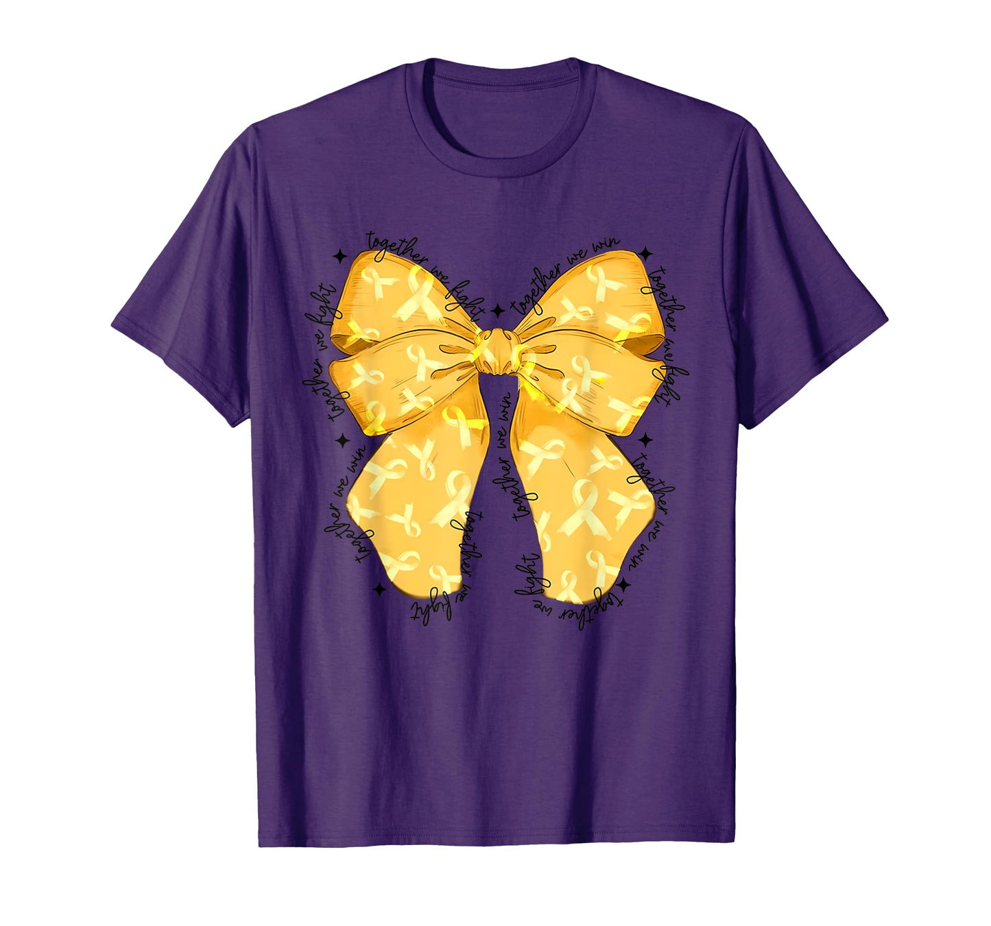 Cute Coquette Bow Together We Fight We Win Childhood Cancer T-Shirt