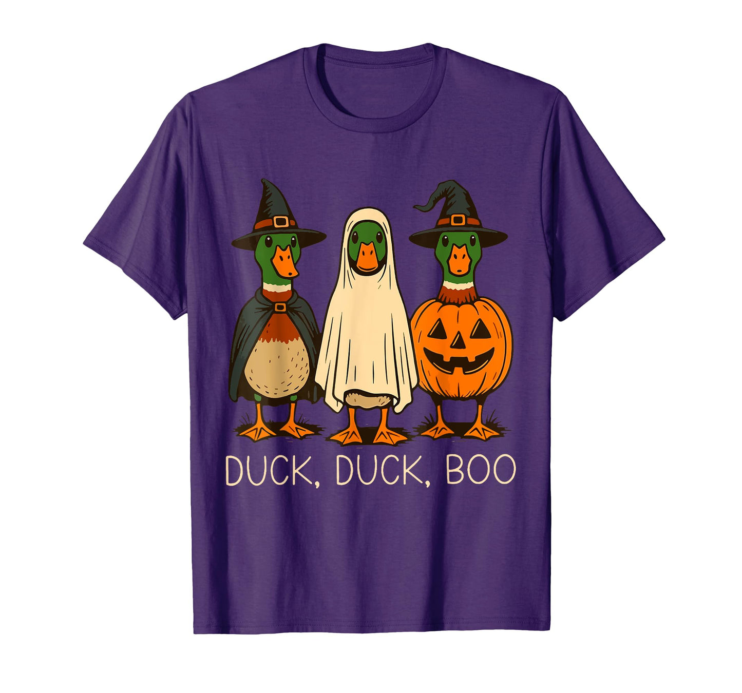 Cute Duck Duck Boo Funny Spooky Goose Halloween Fall Pumpkin T-Shirt