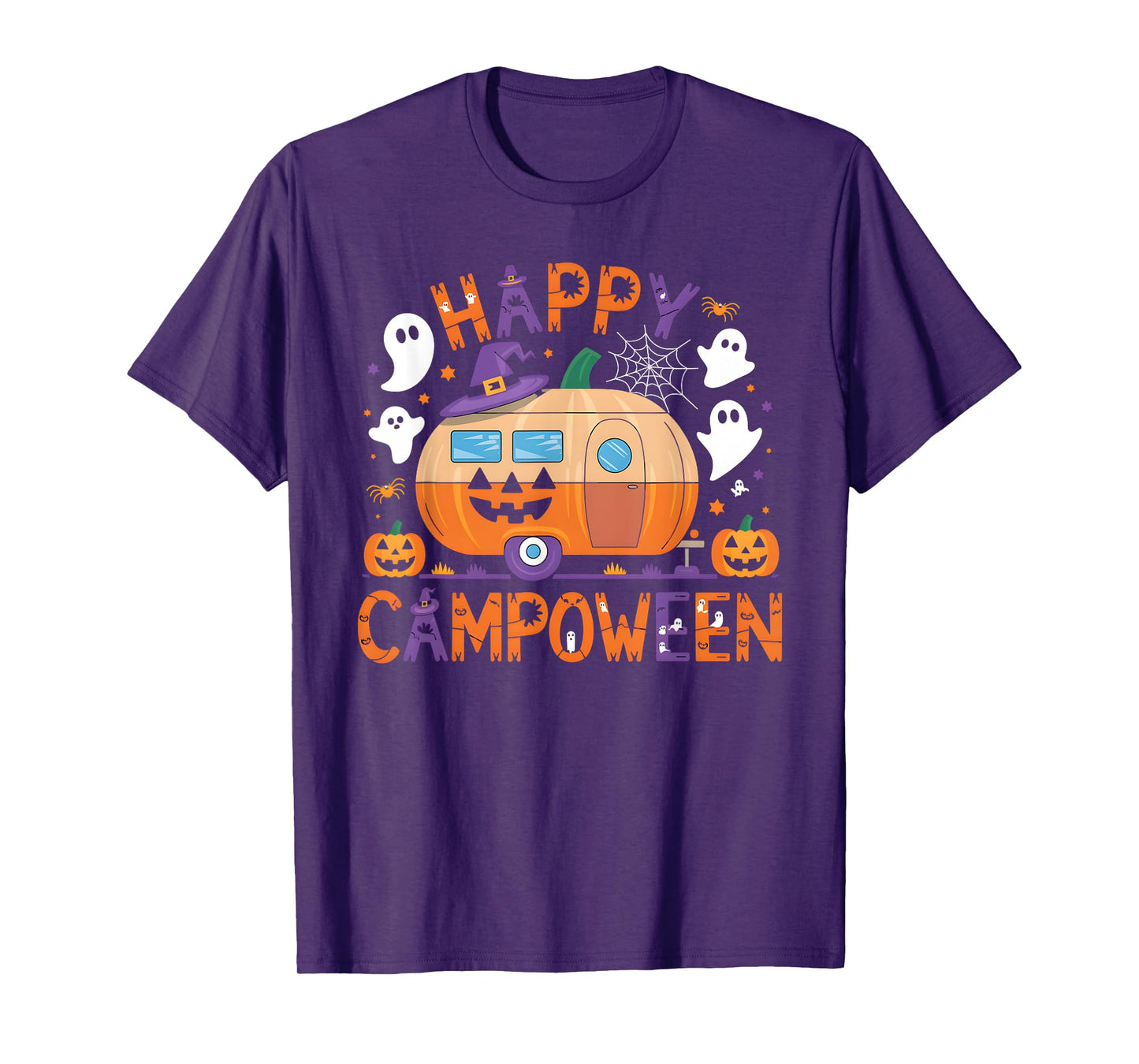Happy Camp-O-Ween Halloween Camping Ghosts and Campfires T-Shirt