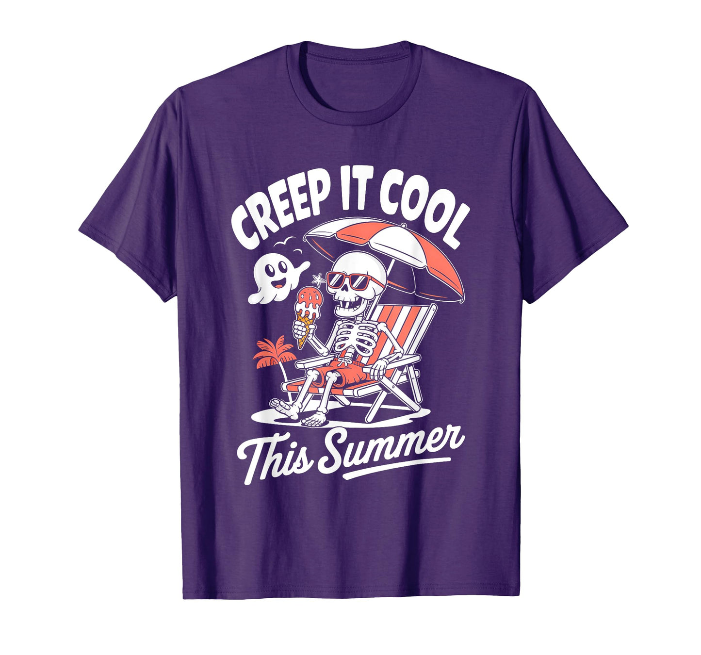 Cute Summerween Ghost Funny Beach Halloween T-Shirt