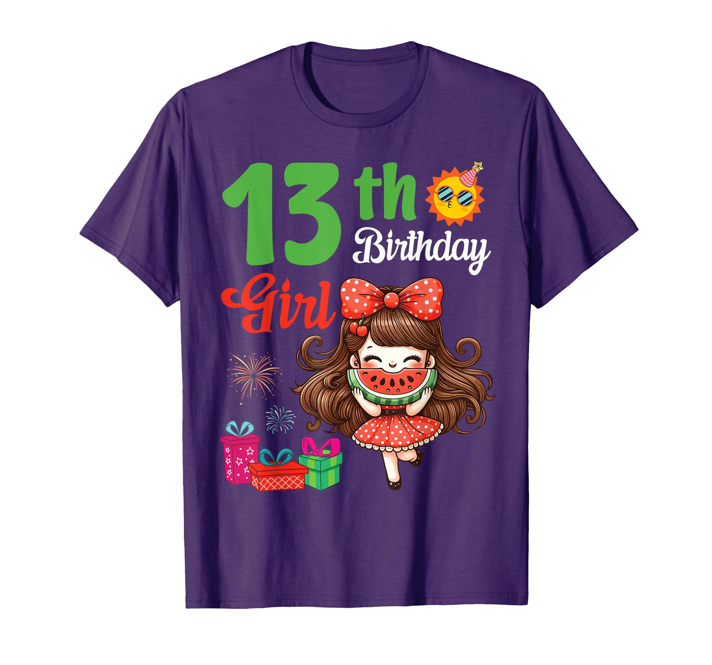 Happy Summer 13th Birthday 13 Years Old Girl Watermelon Love T-Shirt