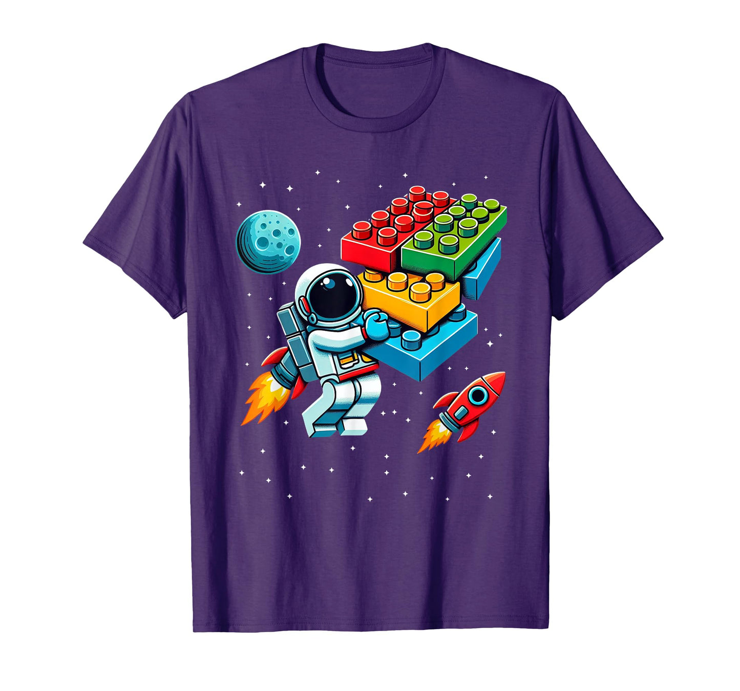Master Builder Space Astronaut Building Blocks Bricks Boys T-Shirt