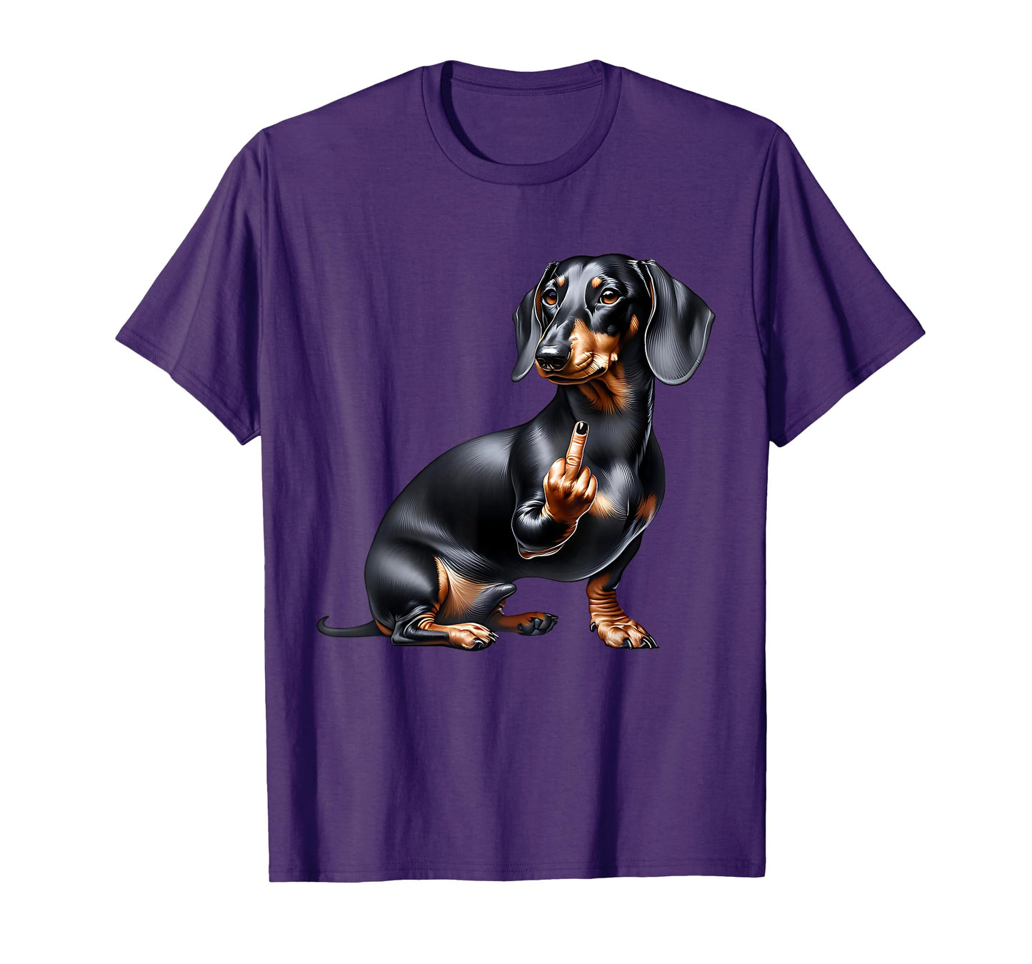 Black Dachshund With Middle Finger T-Shirt