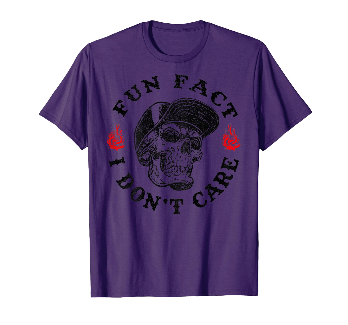 Fun Fact I Don't Care Funny Skeleton Sarcastic (ON BACK) T-Shirt