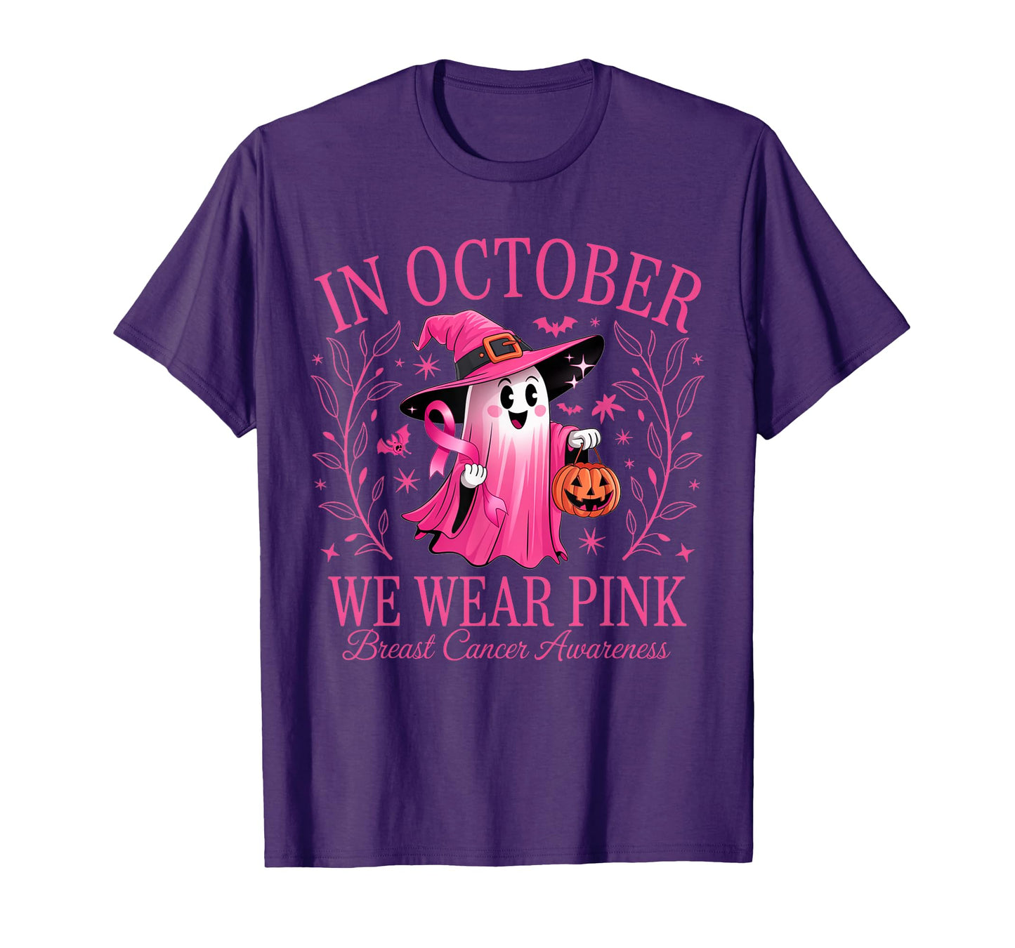 In October We Wear Pink Breast Cancer Awareness Halloween T-Shirt