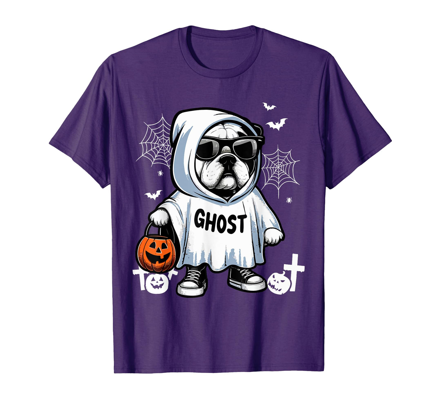 Ghost Halloween Bulldog Sunglasses Cosplay Boo Ghost Lover T-Shirt