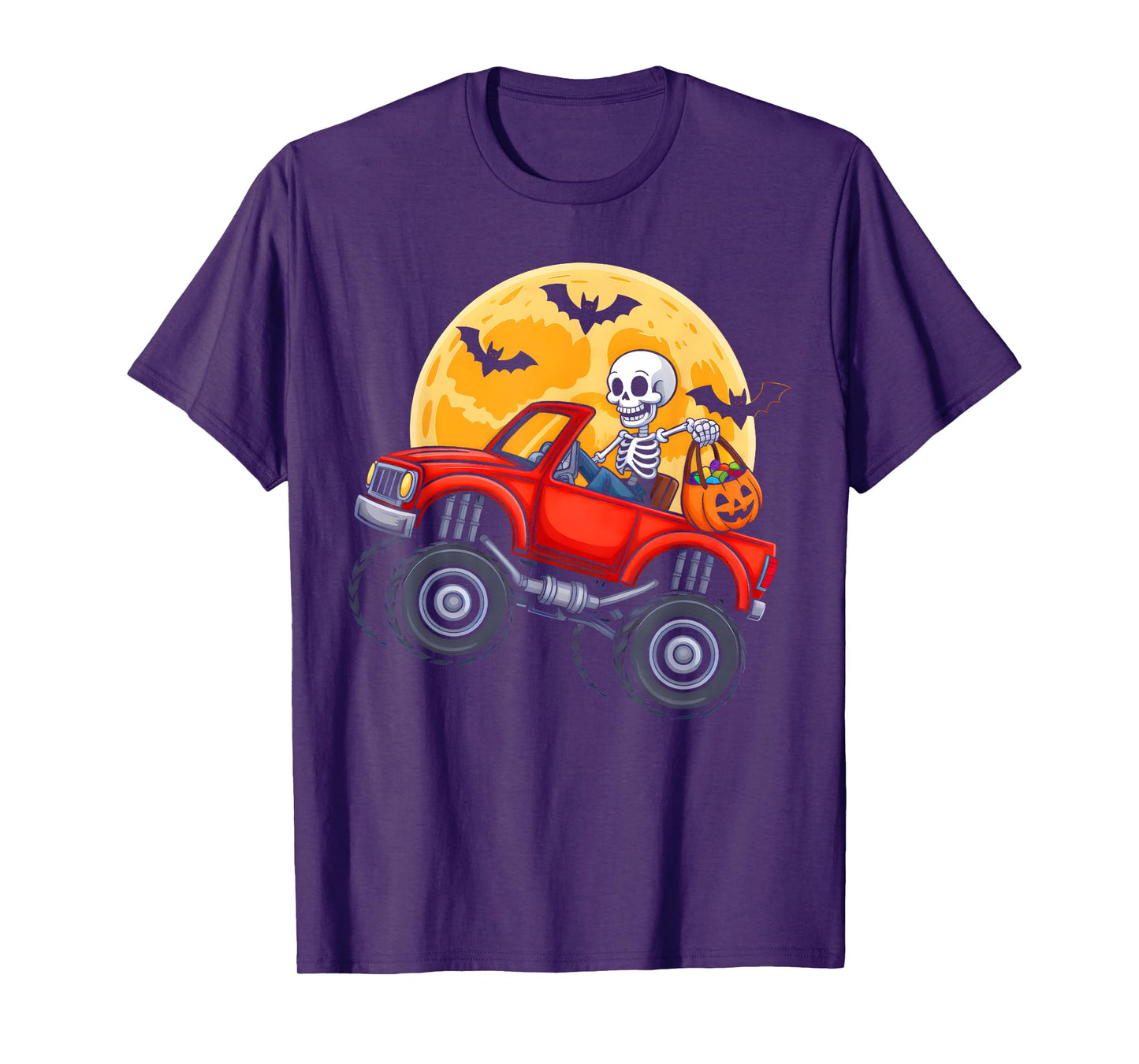 Funny Halloween Skeleton Monster Truck Kids Boys Toddlers T-Shirt