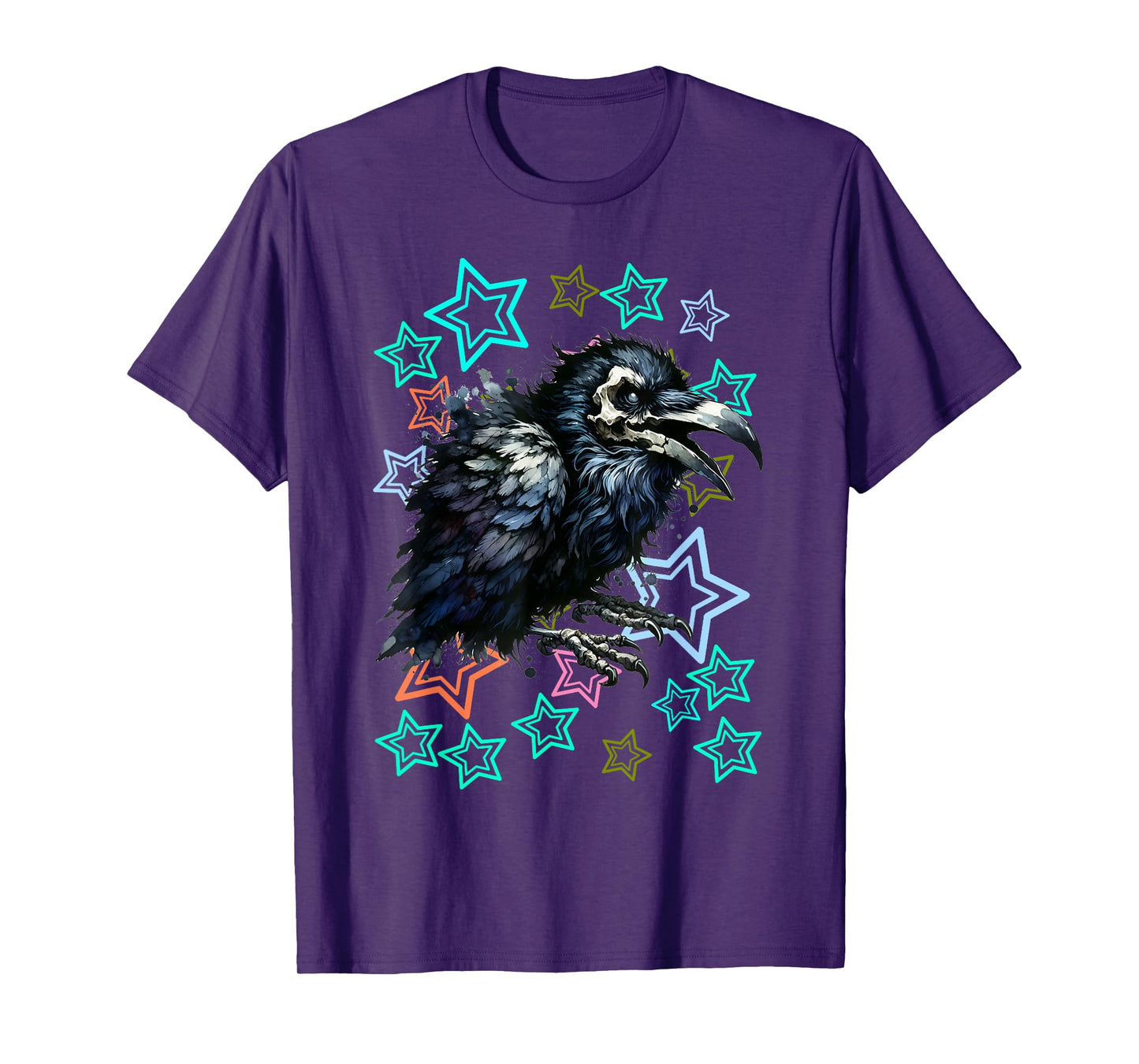 Retro 60s Crow 80s Crow Raven Halloween Bird T-Shirt