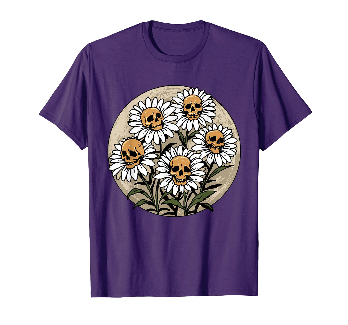 Skull Shirt Spooky Daisy Flower Creepy Skull Daisies T-Shirt
