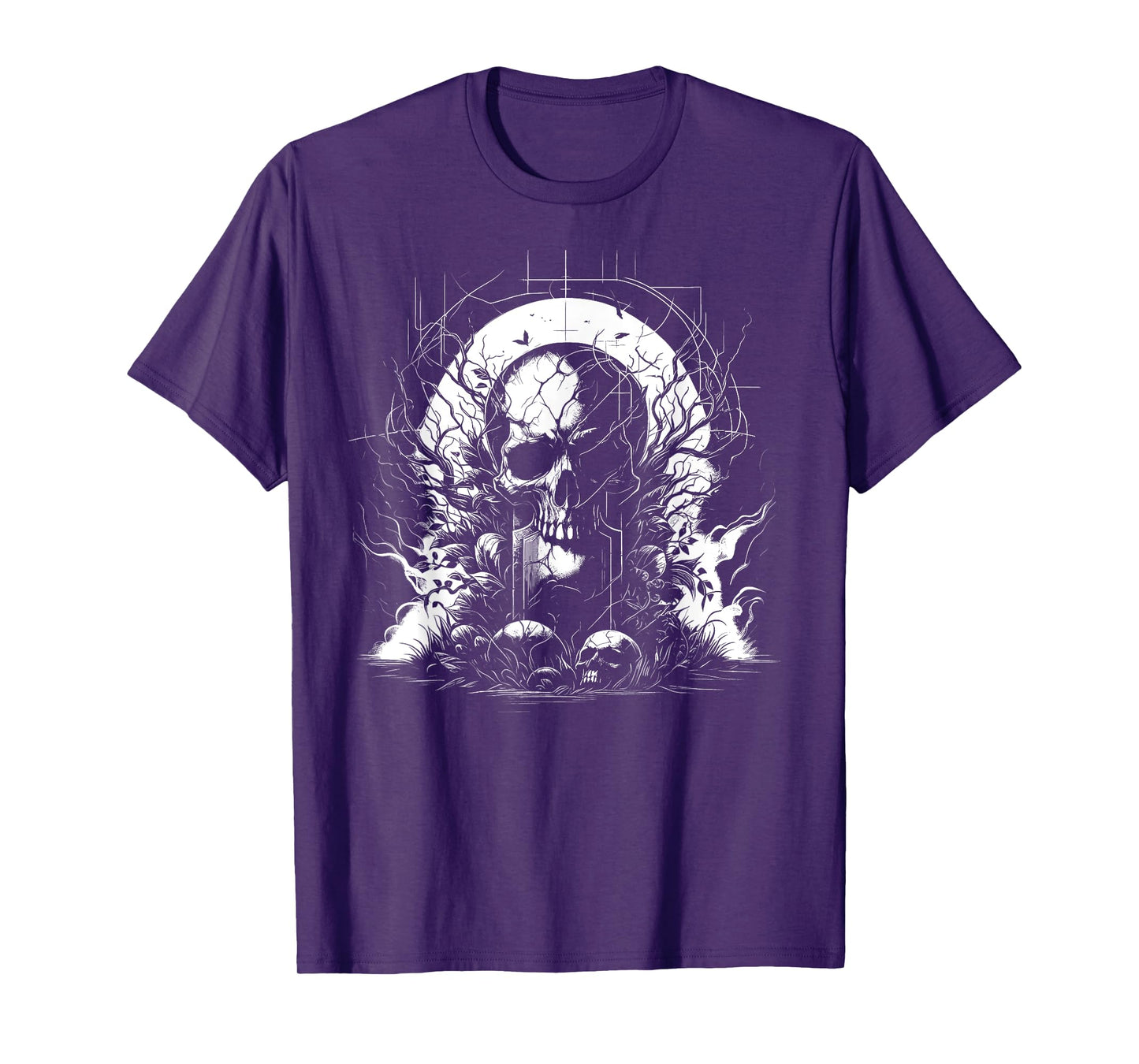 Cracked Skull Dark Art Gothic Art Grave Fog T-Shirt