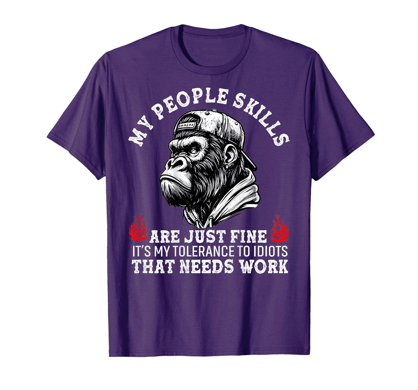 My People Skills Are Just Fine Monkey Funny (ON BACK) T-Shirt
