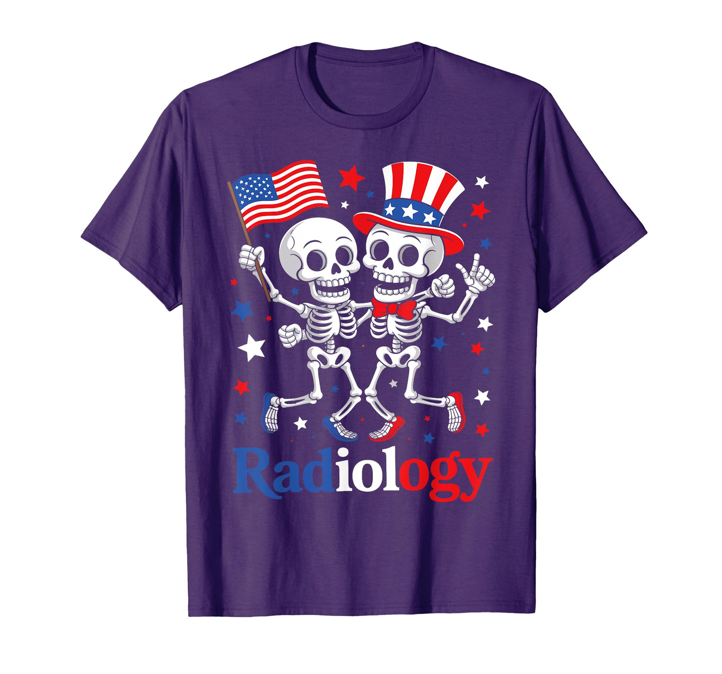Dancing Skeleton Radiology X-ray Tech Patriotic 4th Of July T-Shirt