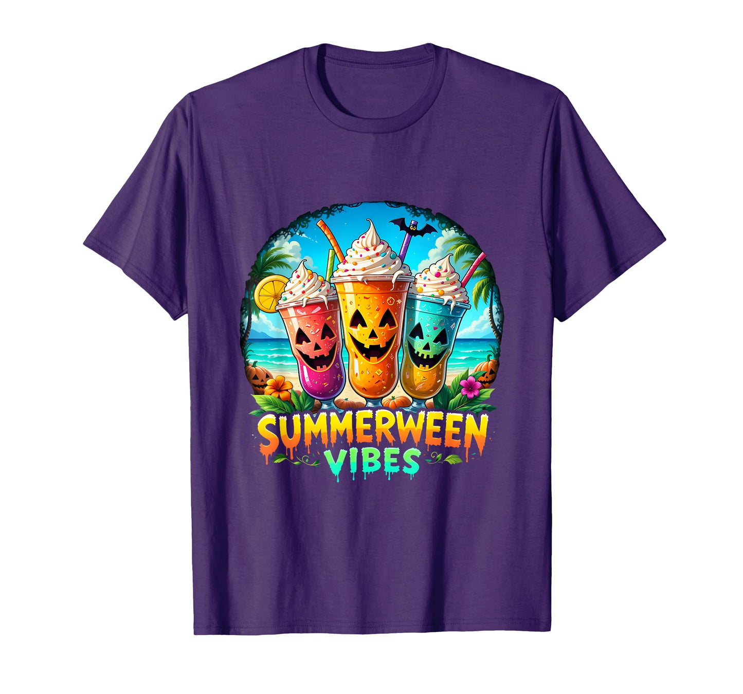 Jack-O-Lantern Summerween Vibes Skeleton Summer Watermelon T-Shirt