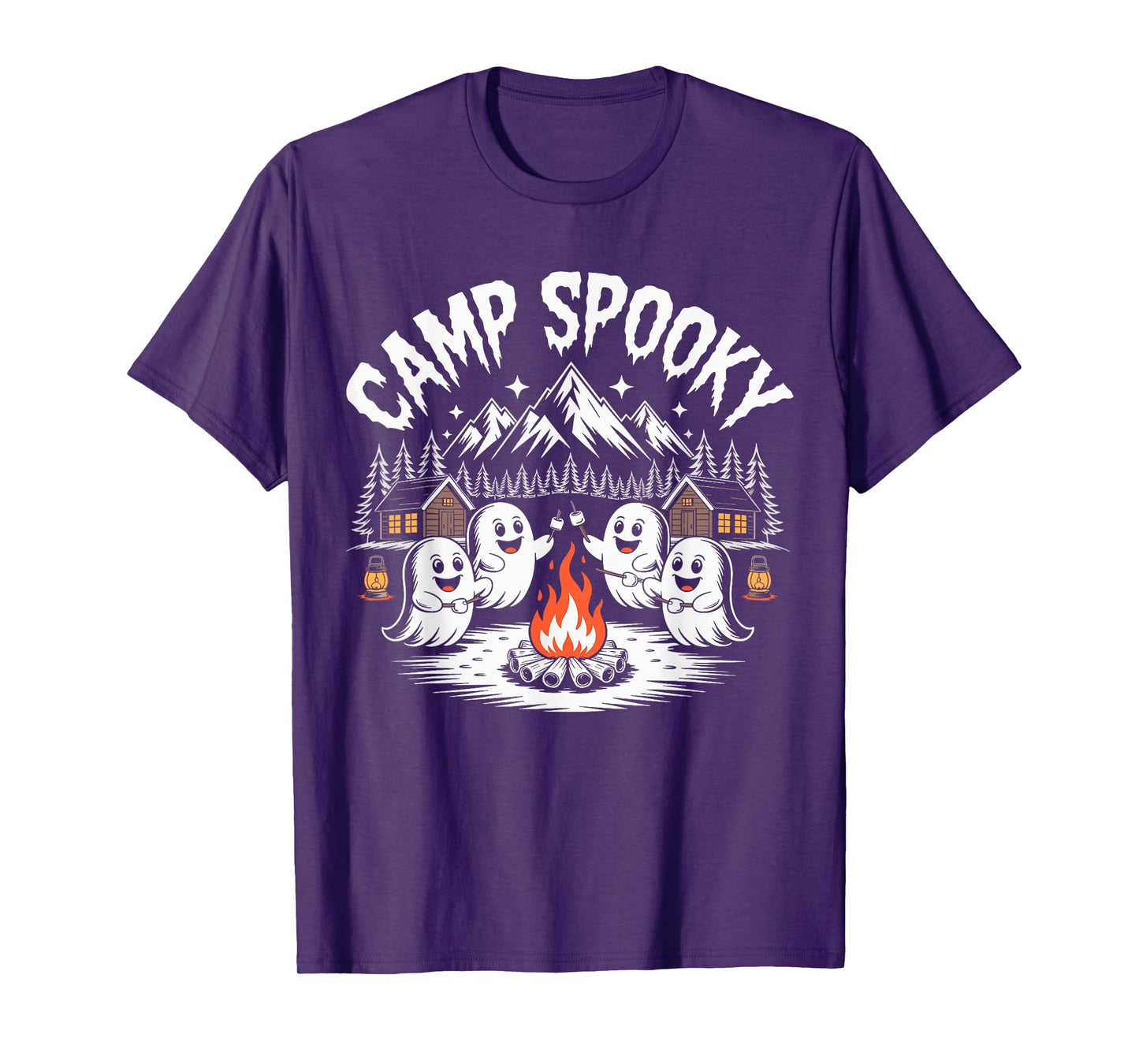 Camp Spooky Halloween Camping Hiking Men Women Kids T-Shirt