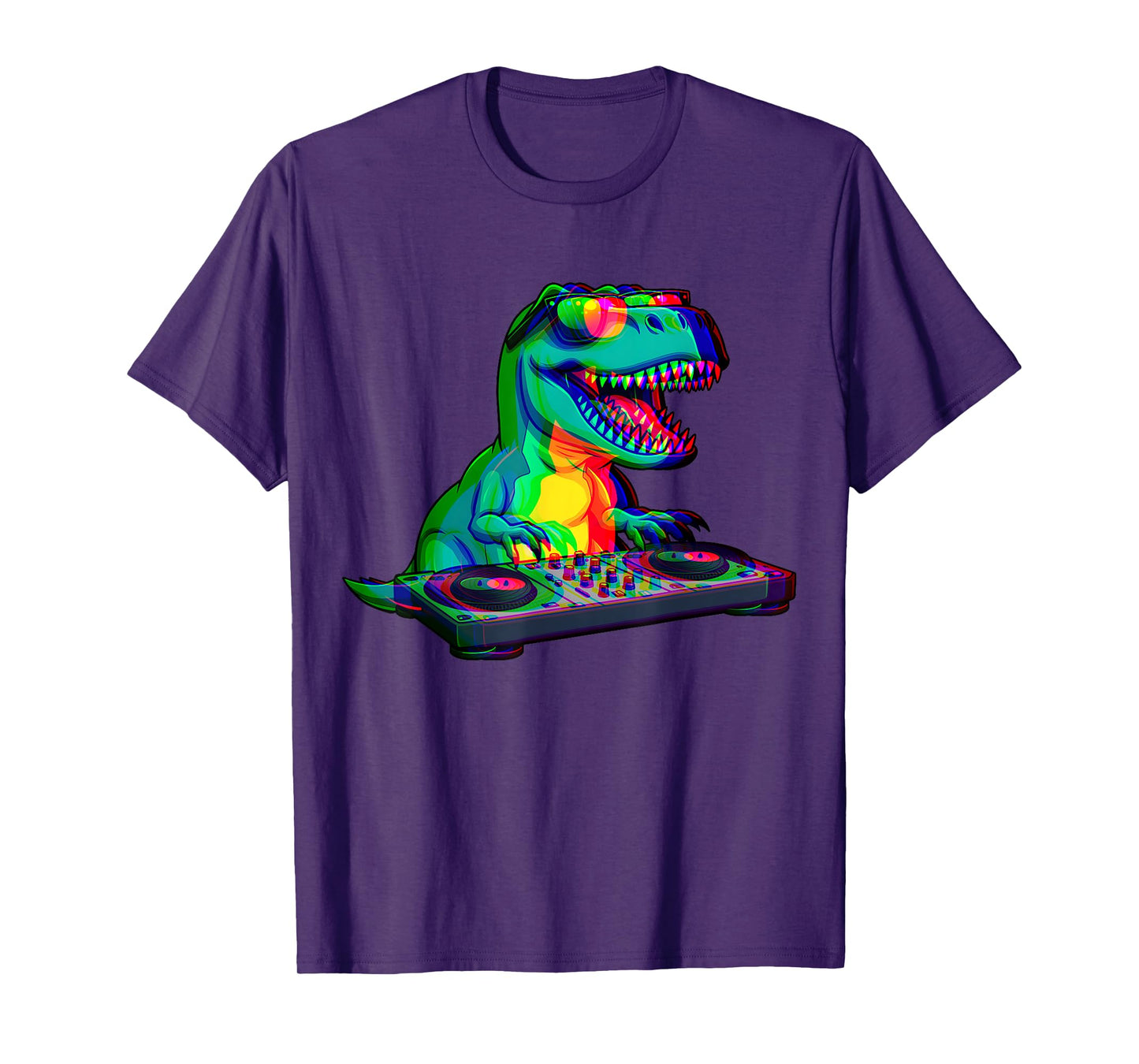 T-Rex DJ Optical Illusion T Rex Dinosaur Dino EDM Dance T-Shirt