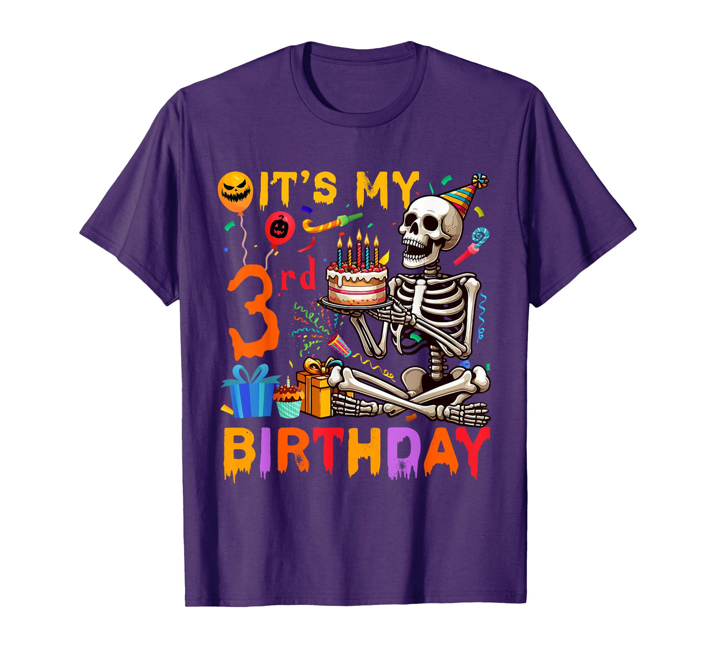 It's My 3rd Birthday Halloween Skeleton Matching Party T-Shirt