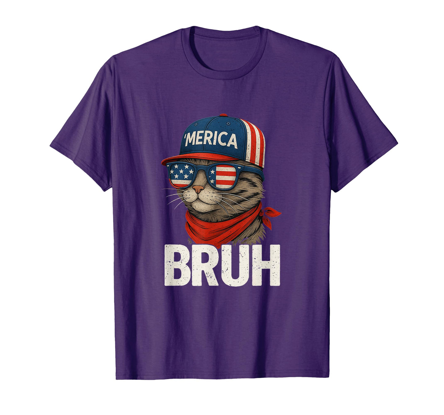 Bruh Fourth 4th Of July Cat American Patriotic Mens Boys T-Shirt