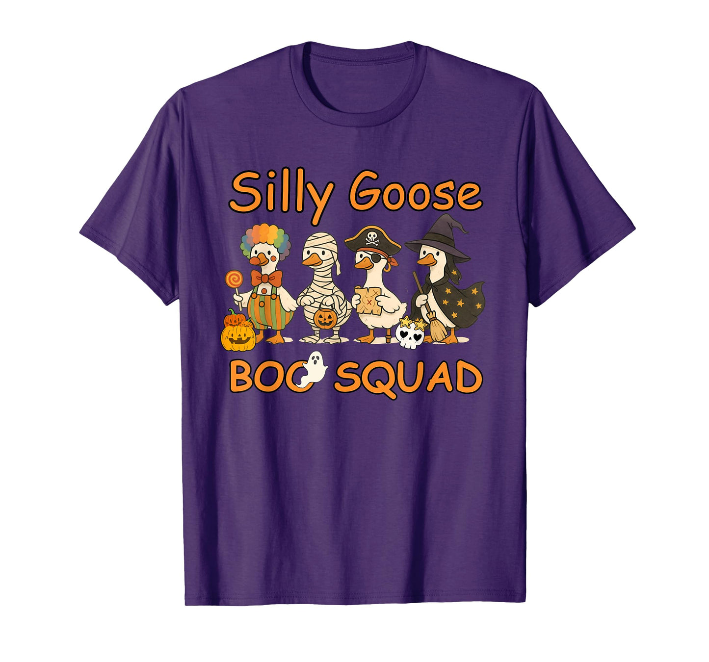 Boo Halloween Squad Funny Silly Goose Halloween T-Shirt