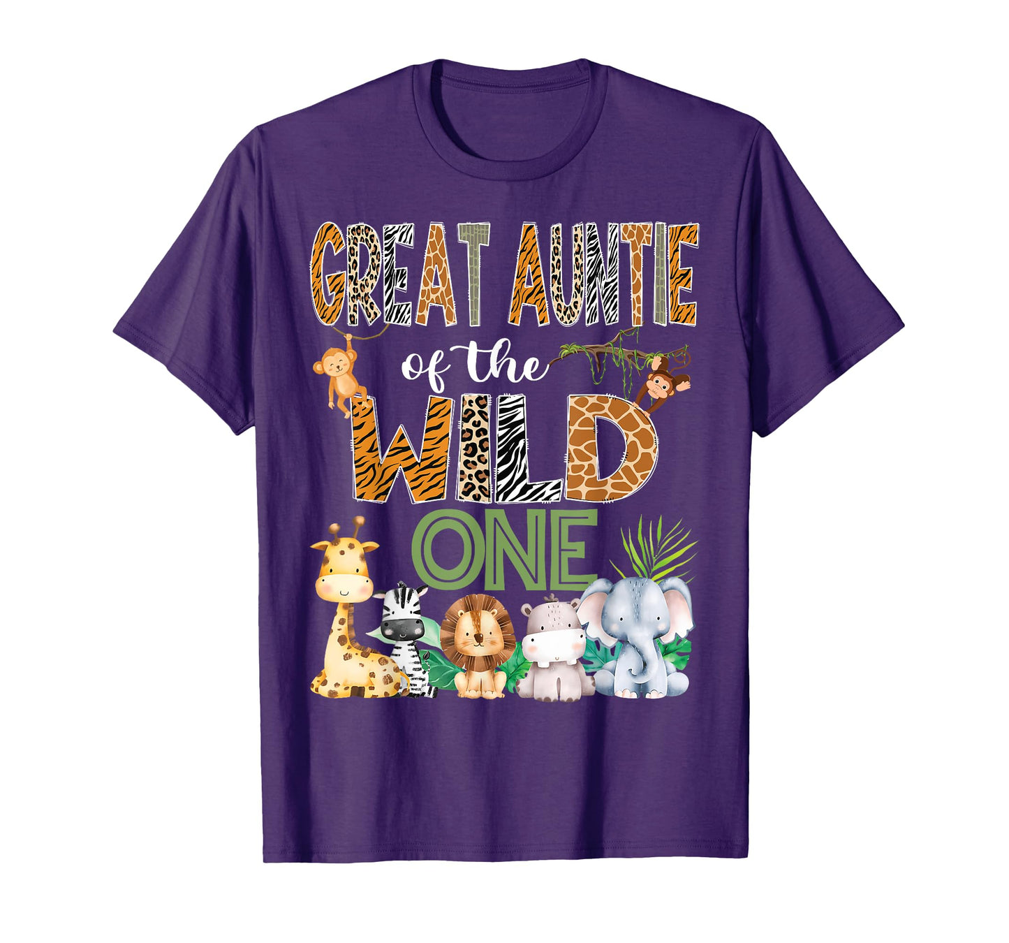 Great Auntie Of The Wild One 1St Birthday Safari Zoo Jungle T-Shirt