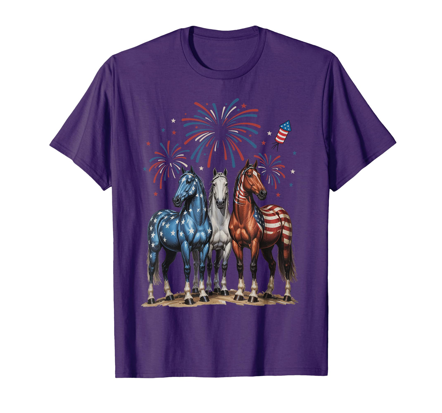 Horse 4th of July USA Flag Independence Day Gifts Graphic T-Shirt