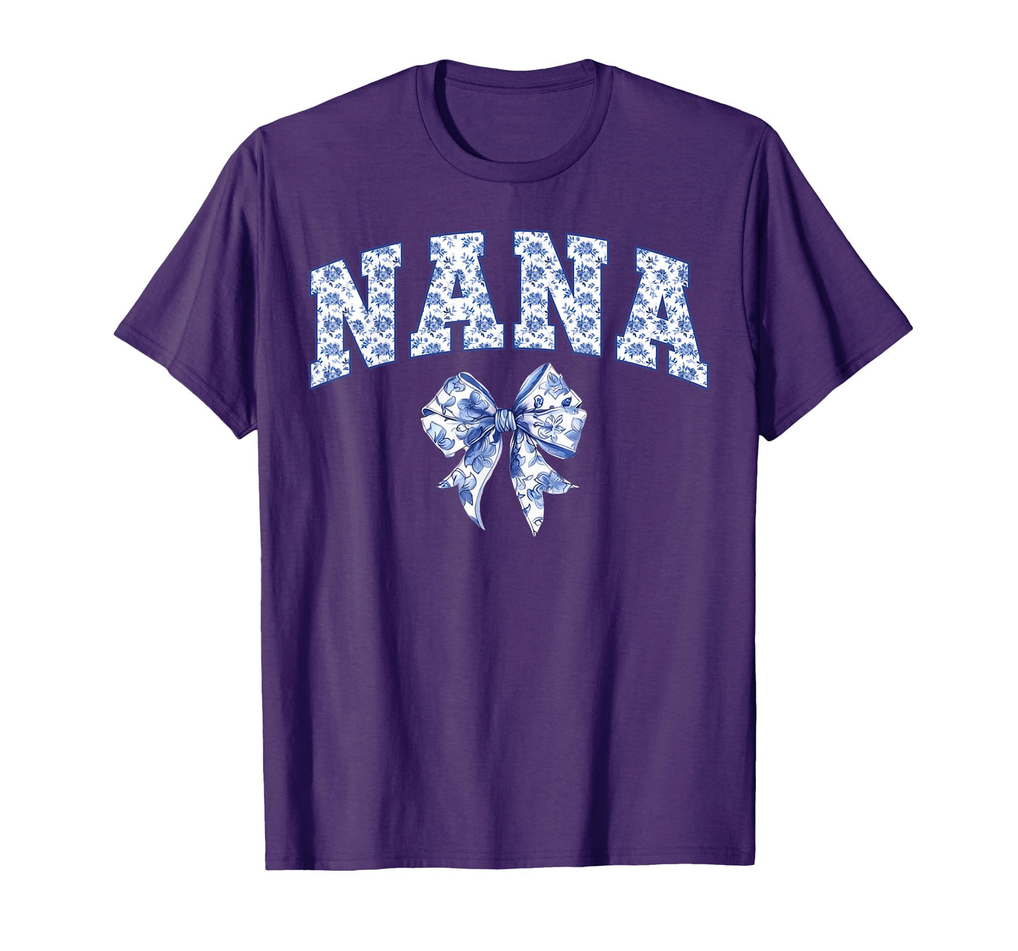 Nana Coquette Toile Blue Bow Floral Family Matching T-Shirt