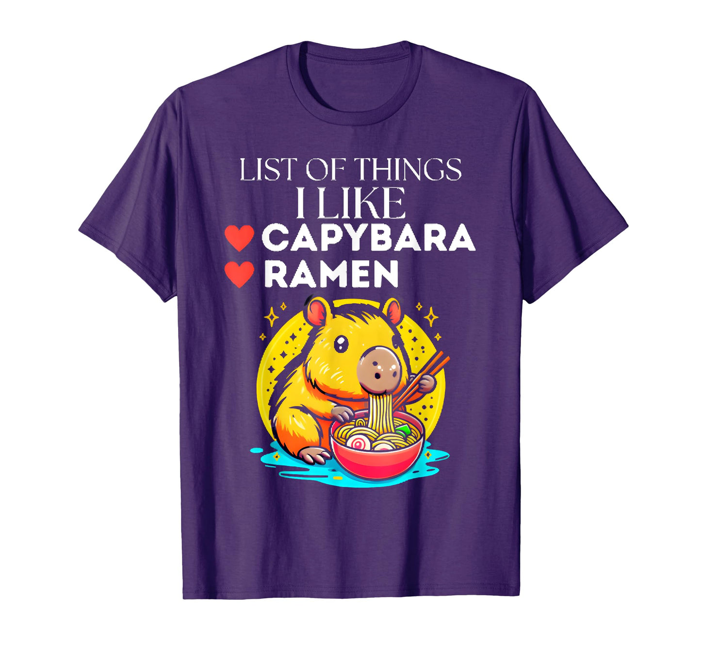 Cute Kawaii Capybara List of Things I Like Ramen Lover Kids T-Shirt