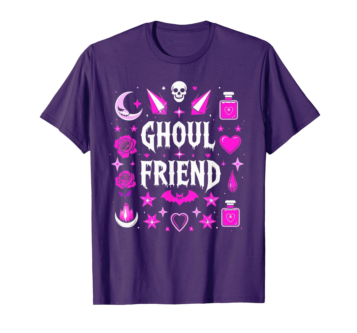 Witchy Pink Ghoul Friend Halloween Collage Womens Top T-Shirt