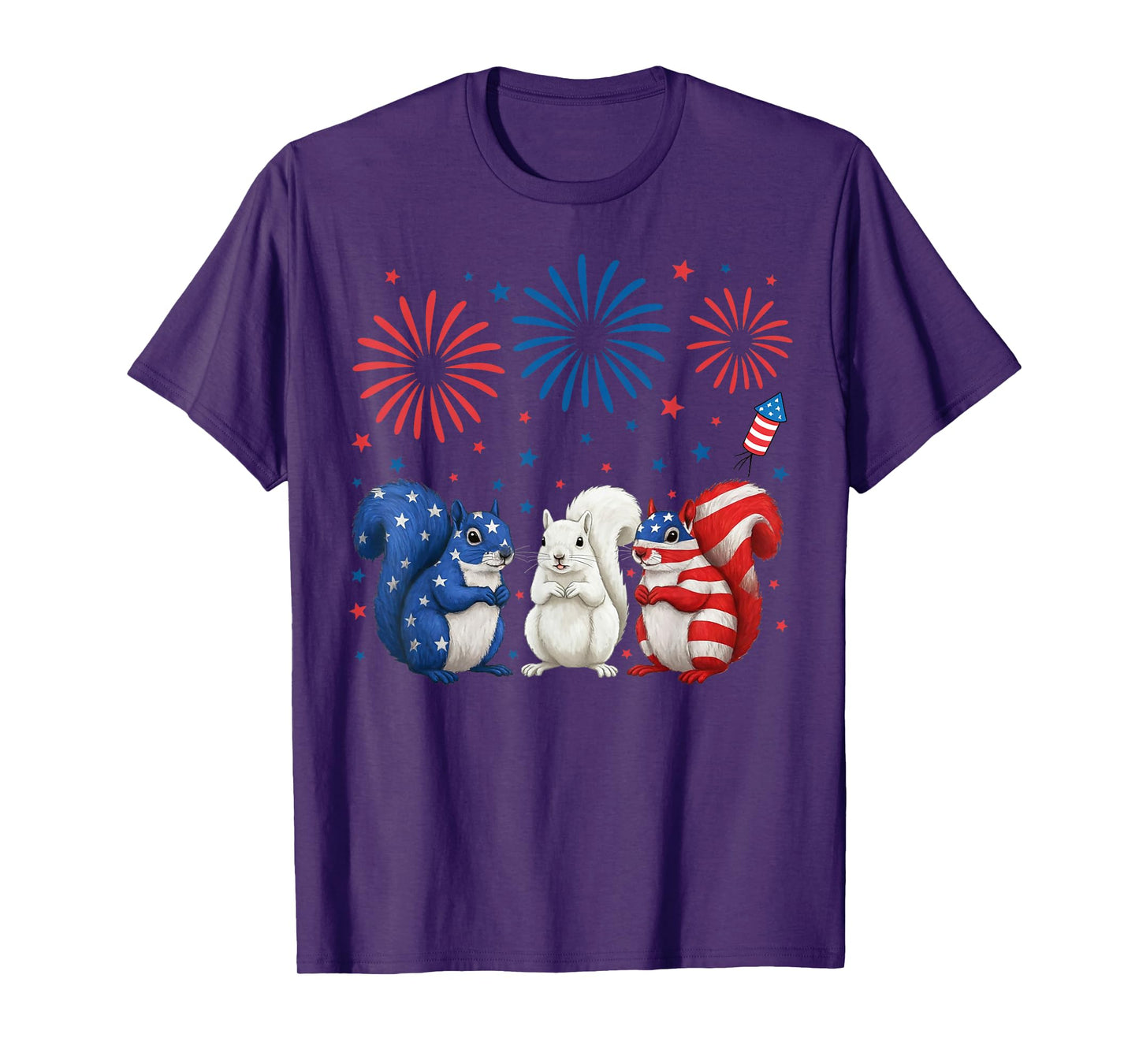 Squirrel USA Flag Patriotic 4th of July Gifts Men Women Kids T-Shirt