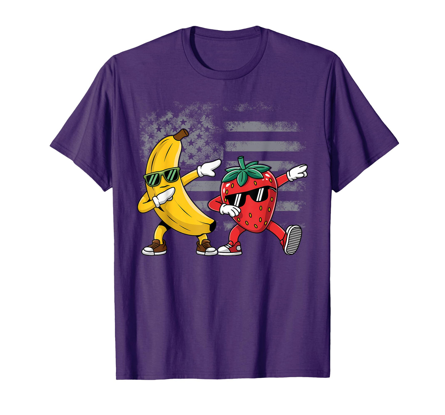 Dabbing Yellow Banana & Strawberry Funny Fruit Dab Dancing T-Shirt