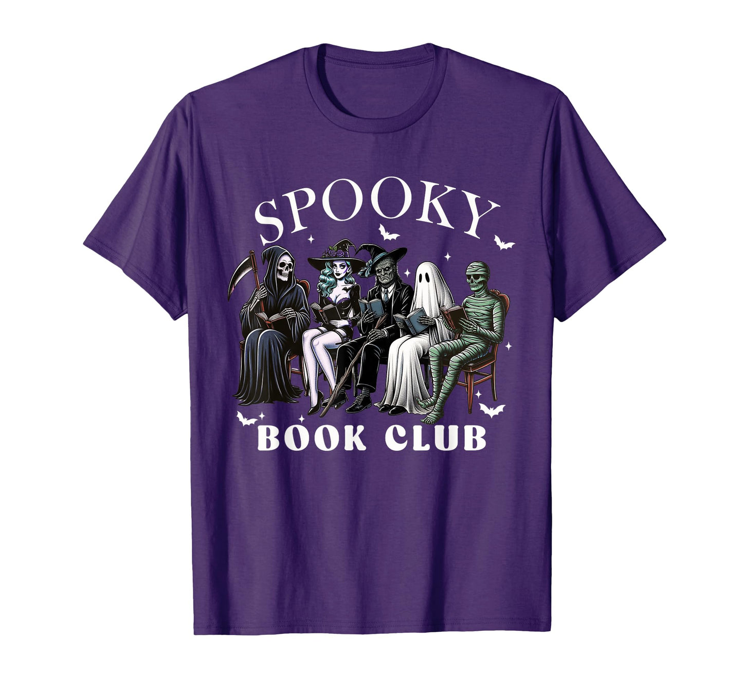 Spooky Book Club Reading Ghost Witch Mummy Spooky Halloween T-Shirt