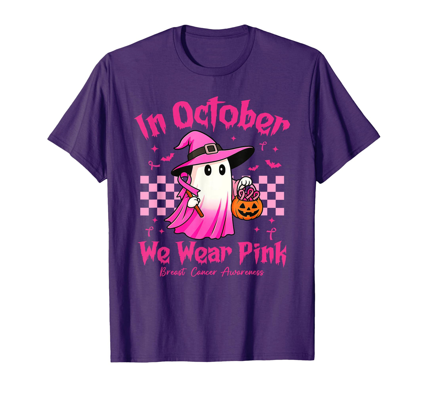 In October We Wear Pink Breast Cancer Awareness Halloween T-Shirt