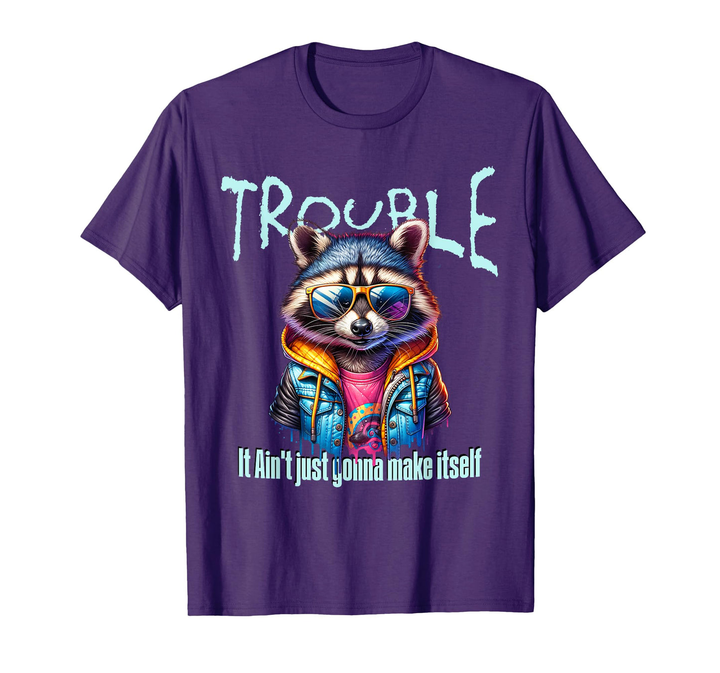 Racoon Cartoon s Funny Retro Joke s Troublesome Kids T-Shirt