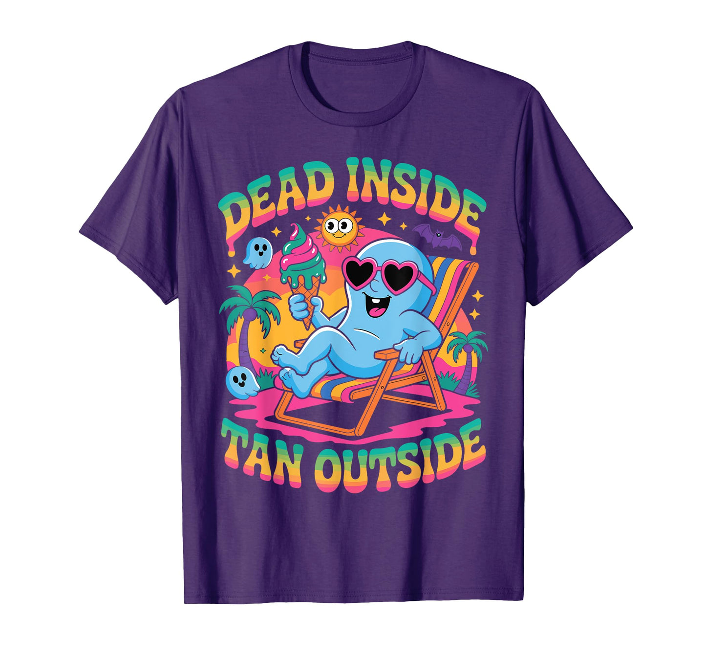 Dead Inside Tan Outside Funny Ghost Summerween T-Shirt