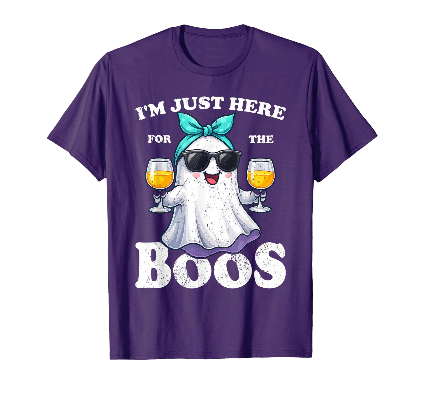 I'm Just Here For The Boos Halloween Women Ghost Cute Funny T-Shirt
